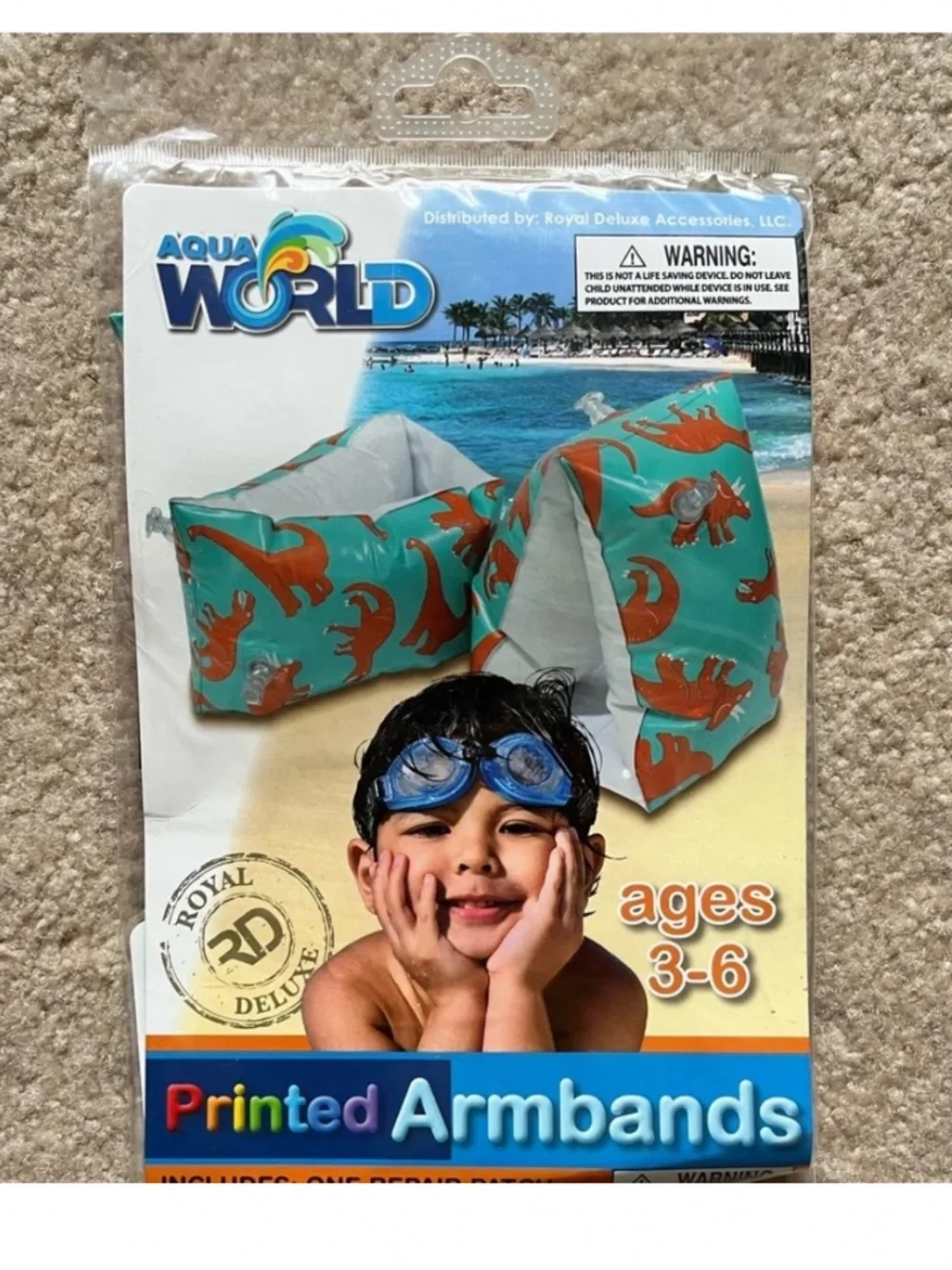 NWT Inflatable arm bands, dinosaur theme, pool safety